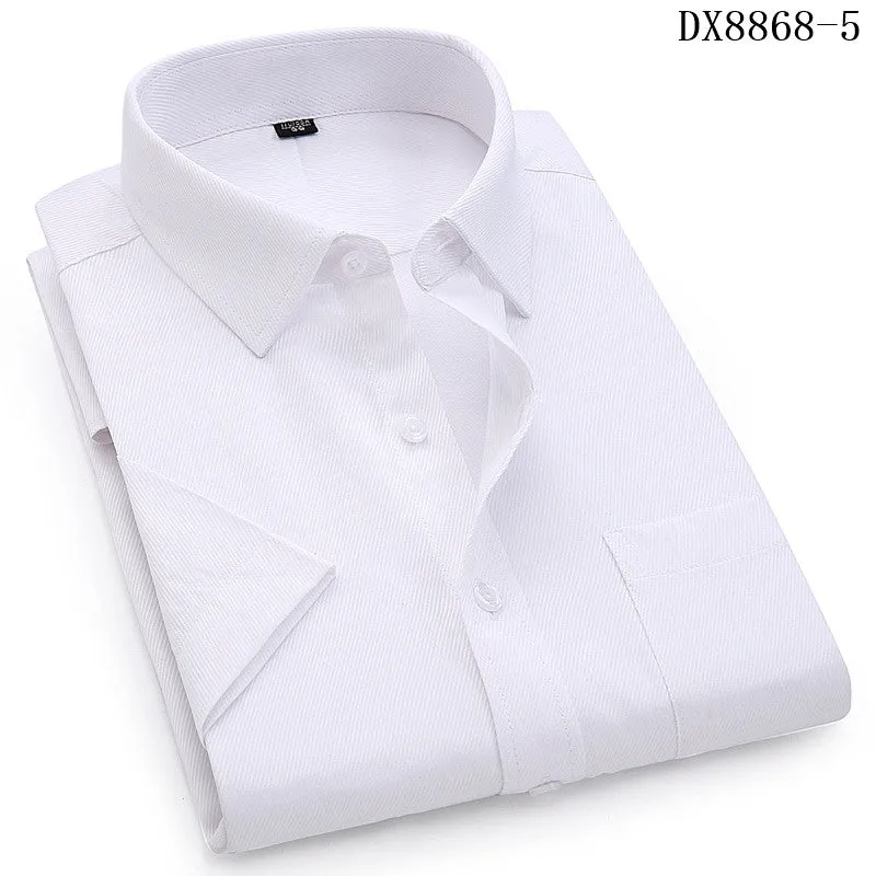 100% Cotton Men's Casual Dress Short Sleeved Shirt Twill White Blue Pink Black Male Slim Fit Shirt For Men Social Shirts