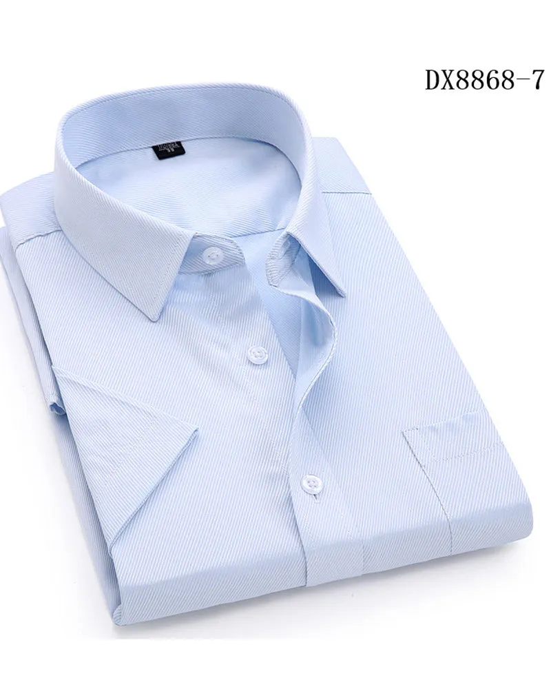 100% Cotton Men's Casual Dress Short Sleeved Shirt Twill White Blue Pink Black Male Slim Fit Shirt For Men Social Shirts