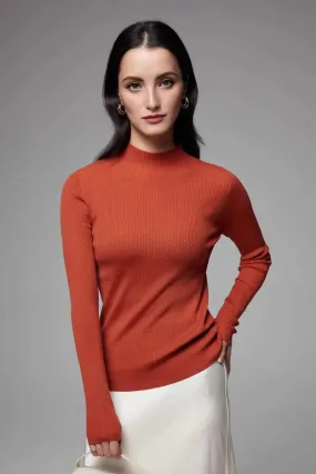 100 Merino Wool Seamless Mock Neck Sweater