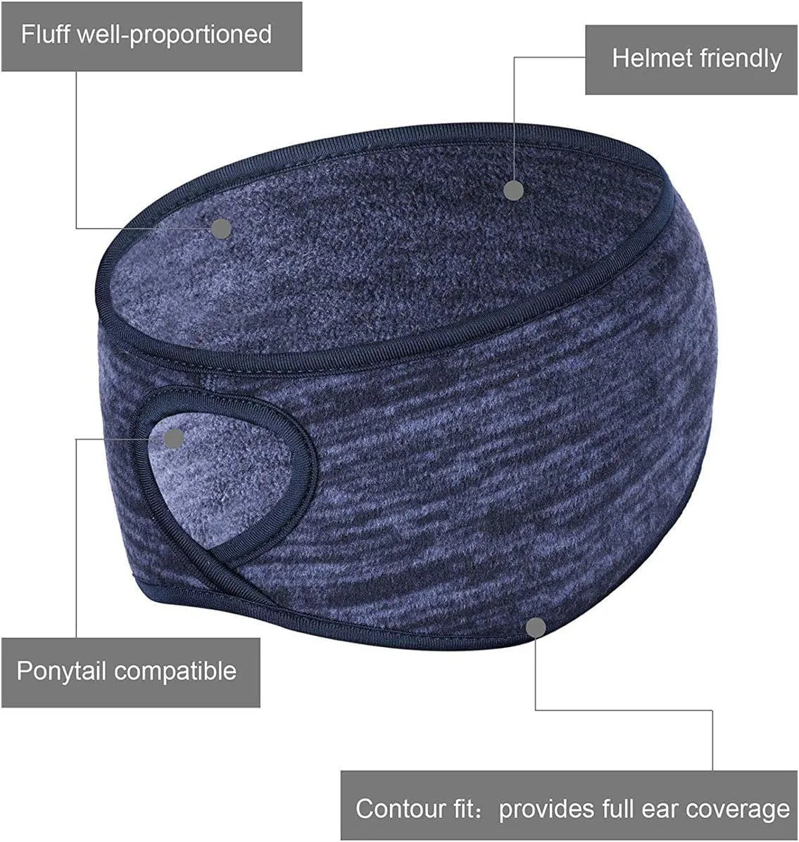 2 Pieces Running Headband Fleece Ear Warmers Headband with Ponytail Hole Thermal Ear Muffs for Sports Running Cycling Winter Headbands for Women Ladies Girls (Navy/Coffee)