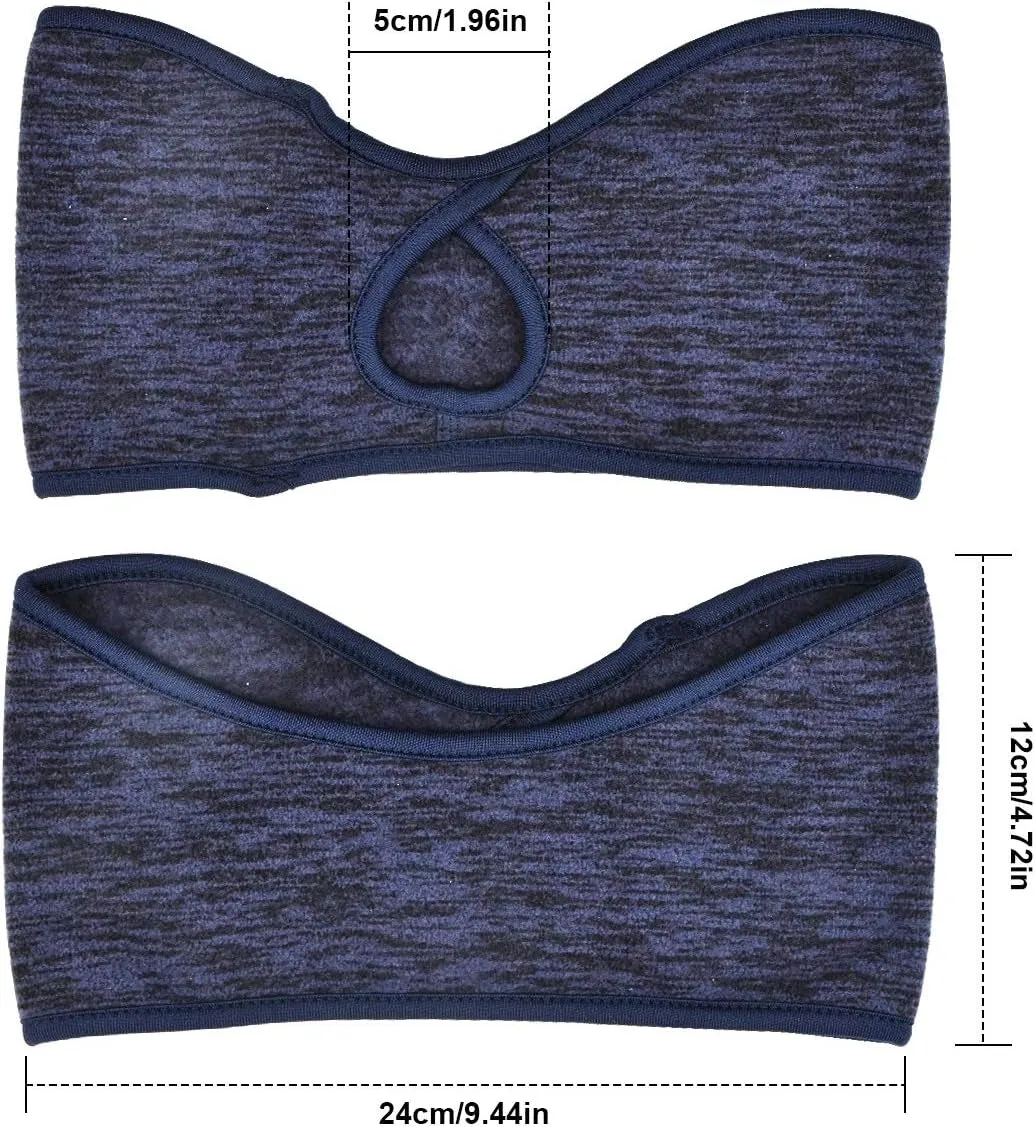 2 Pieces Running Headband Fleece Ear Warmers Headband with Ponytail Hole Thermal Ear Muffs for Sports Running Cycling Winter Headbands for Women Ladies Girls (Navy/Coffee)