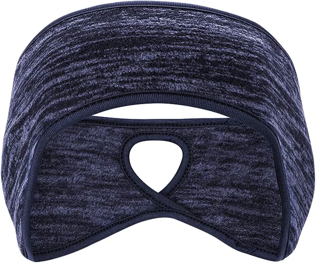 2 Pieces Running Headband Fleece Ear Warmers Headband with Ponytail Hole Thermal Ear Muffs for Sports Running Cycling Winter Headbands for Women Ladies Girls (Navy/Coffee)