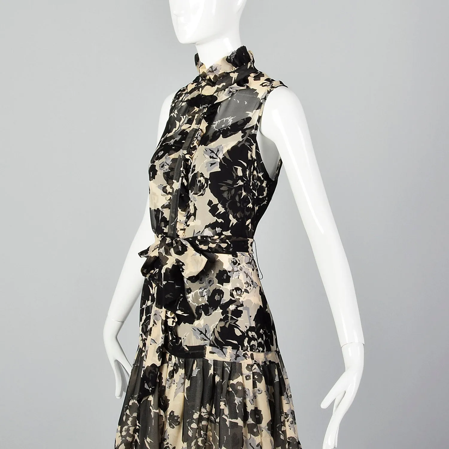 2000s Tracy Reese Silk Floral Print Dress with Slip