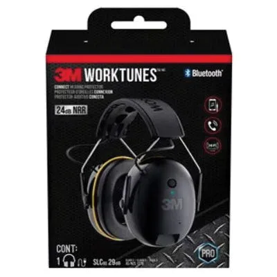 3M™ 076308-91326 Wireless Hearing Protector With Bluetooth® Technology, 24 dB NRR, Black Ear Cup, Black/Yellow Headband