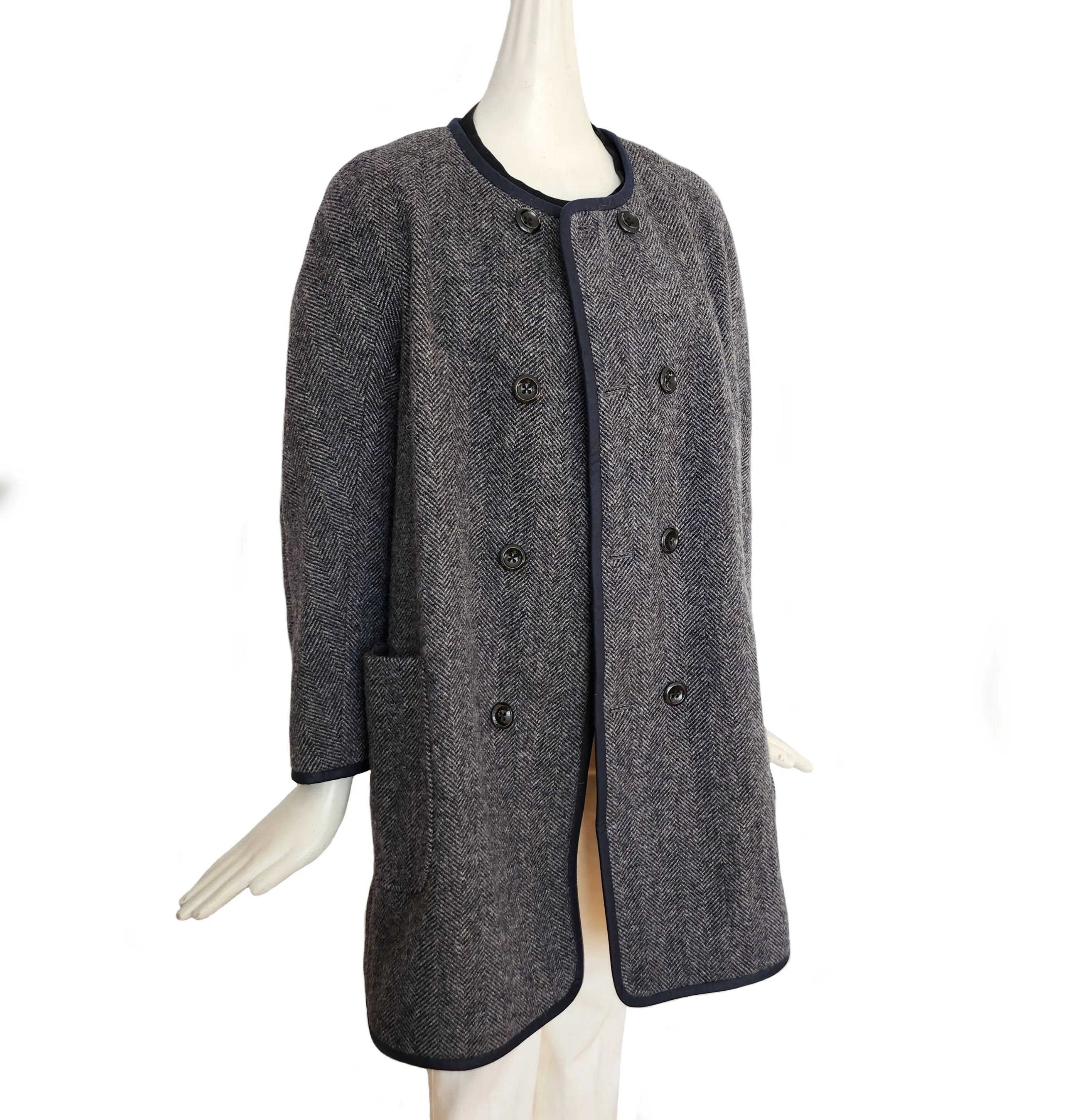 45RPM GRAY HERRINGBONE DOUBLE BREAST COAT (JAPANESE 2)