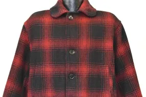 50s Drybak Red Black Buffalo Plaid Wool Coat Extra Large