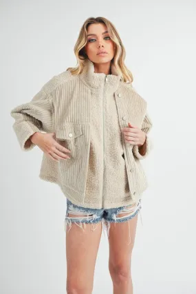 Aemi   Co Faux 2-Piece Turtleneck Sherpa Jacket with Pockets