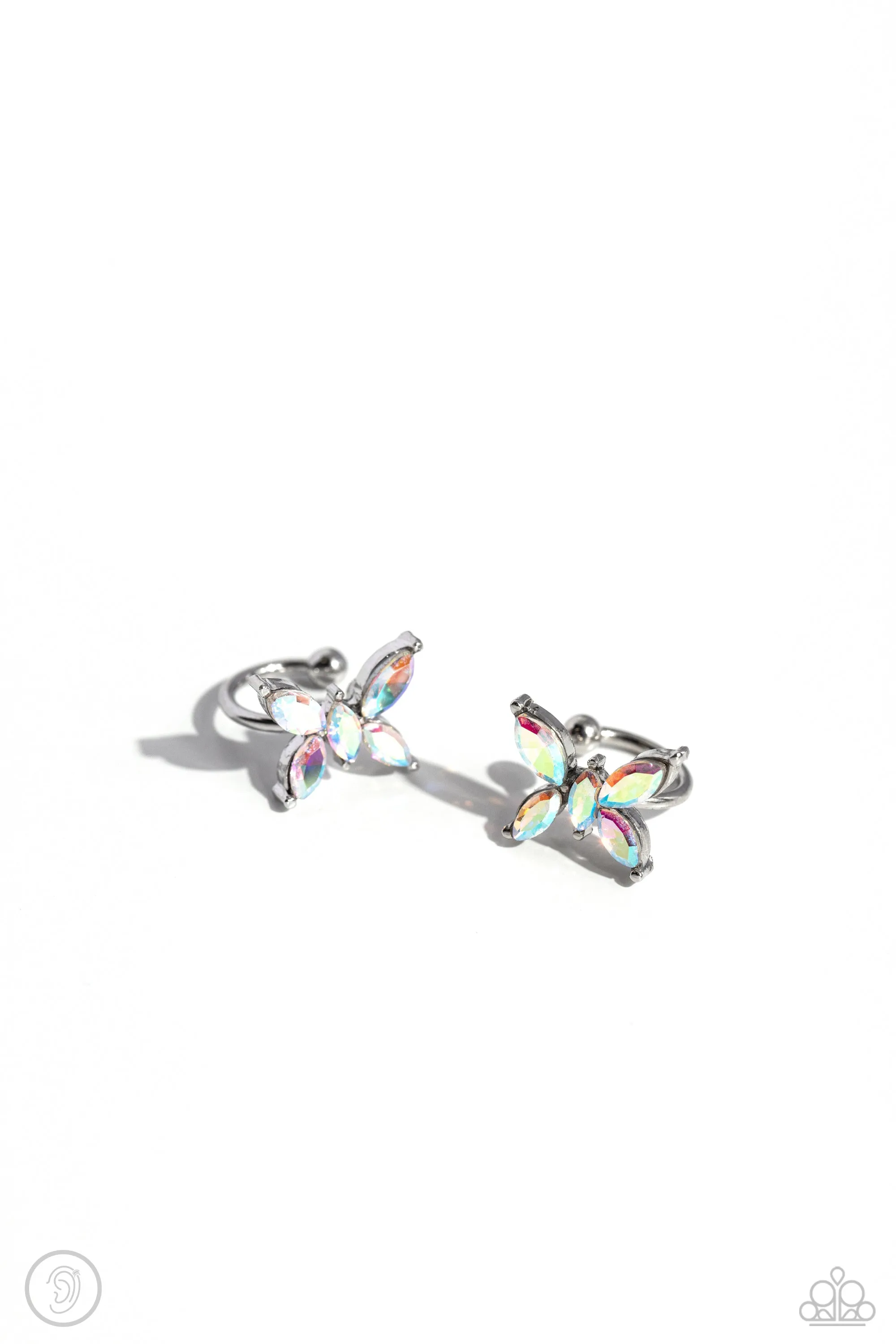 Aerial Advancement - Multi - Iridescent Gem Butterfly Paparazzi Ear Cuff Earrings