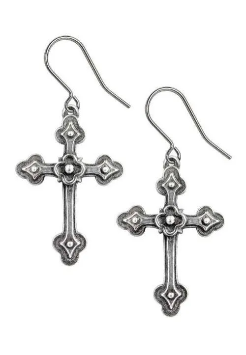 Alchemy England - Gothic Devotion Crosses Silver - Earrings