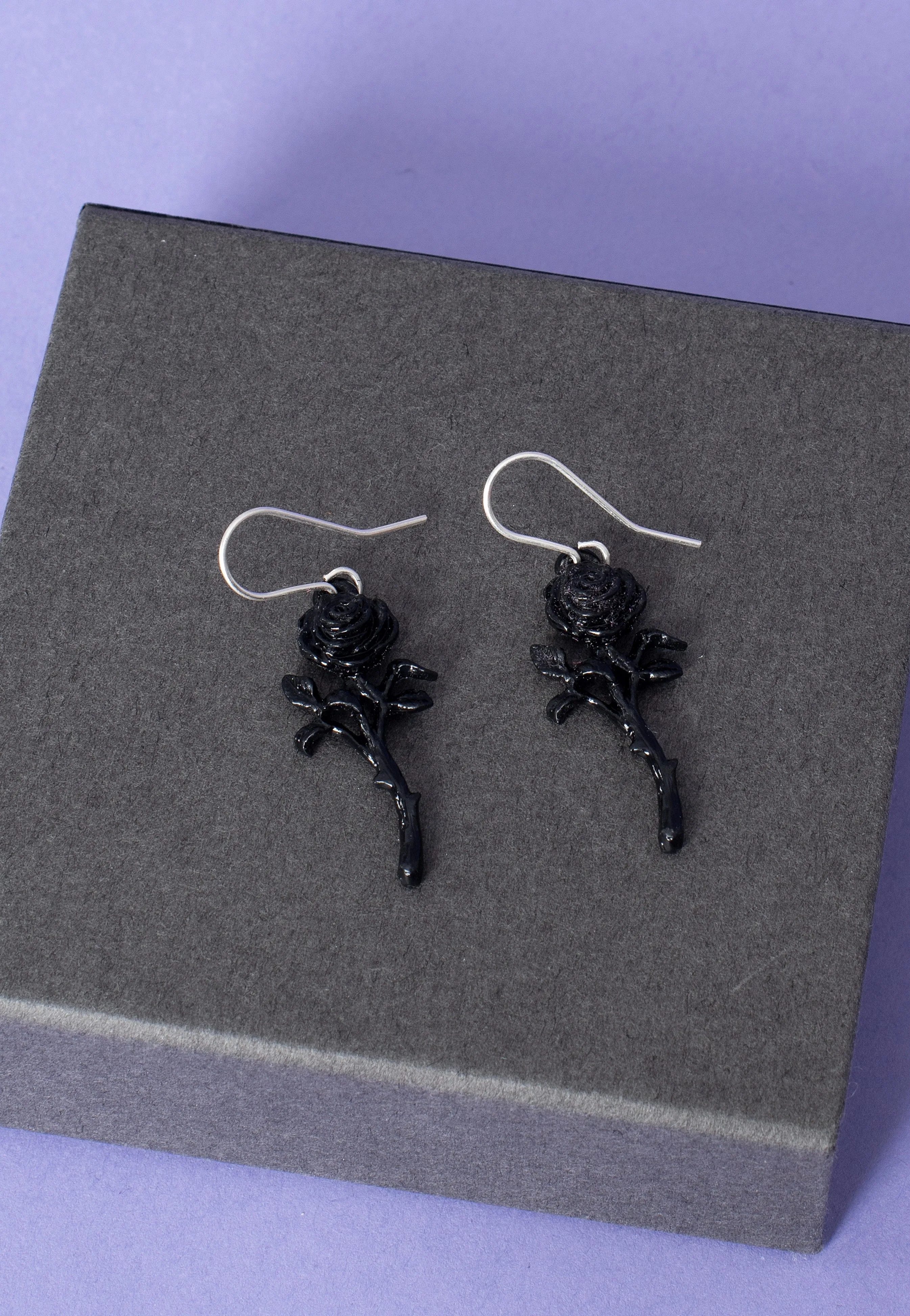 Alchemy England - The Romance Of The Black Rose Silver - Earrings