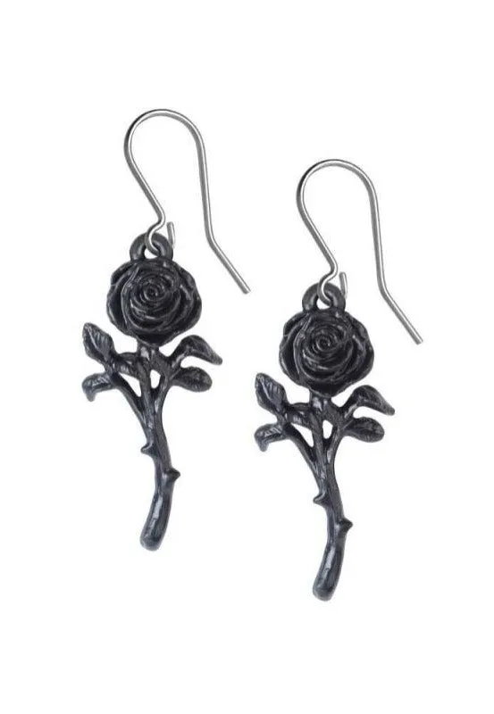 Alchemy England - The Romance Of The Black Rose Silver - Earrings