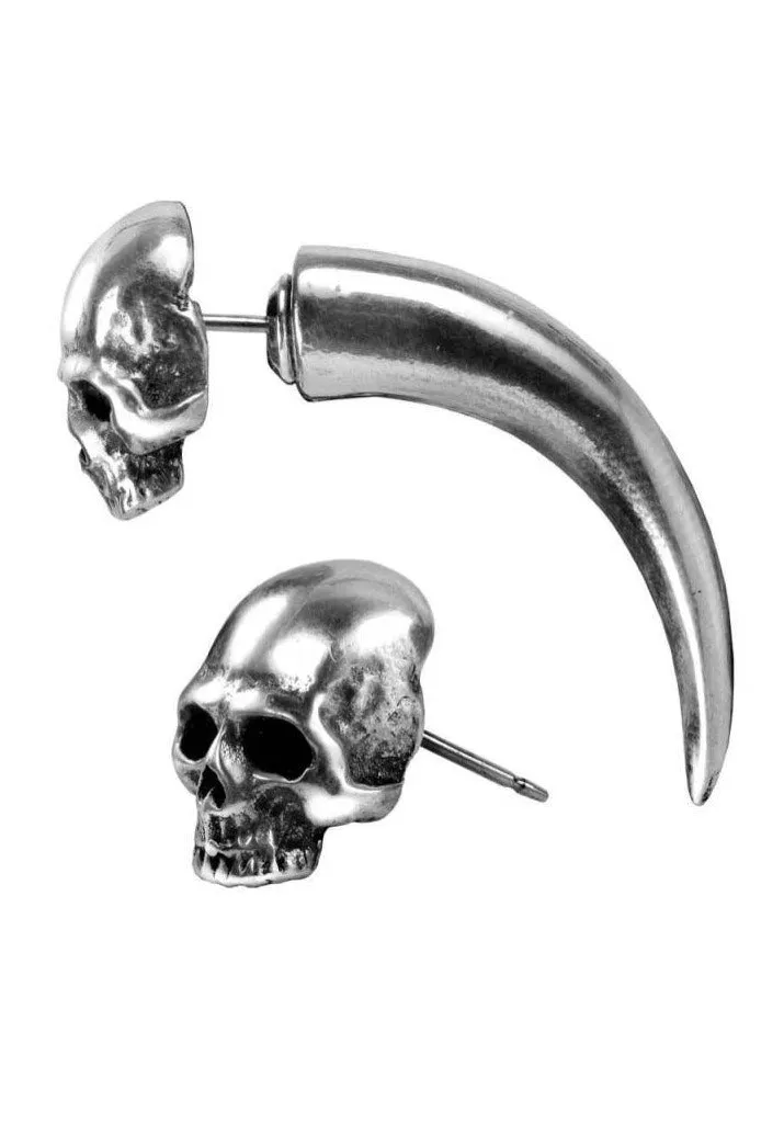 Alchemy England - Tomb Skull Horn Silver - Earring