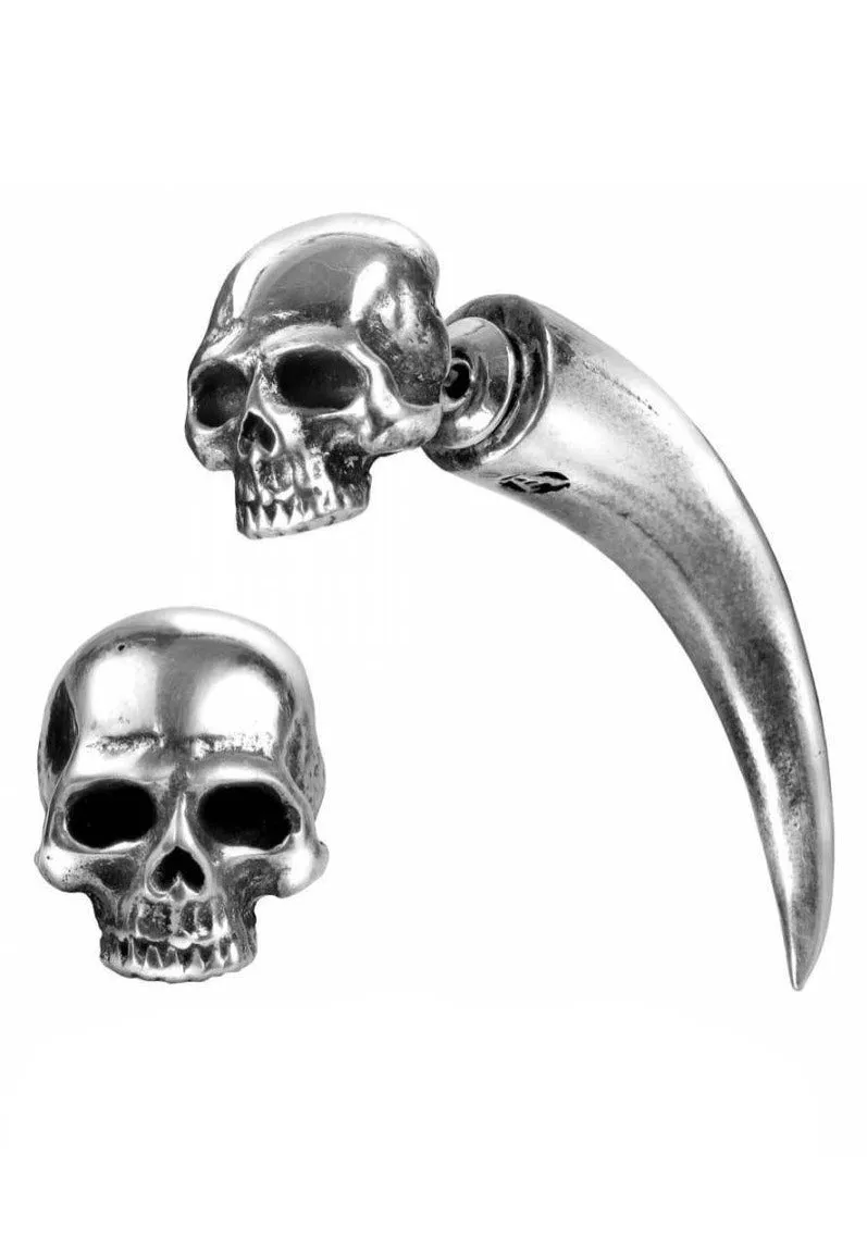 Alchemy England - Tomb Skull Horn Silver - Earring