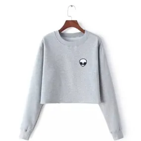 Alien Fleece Crop Top Sweater From Kawaii Stop