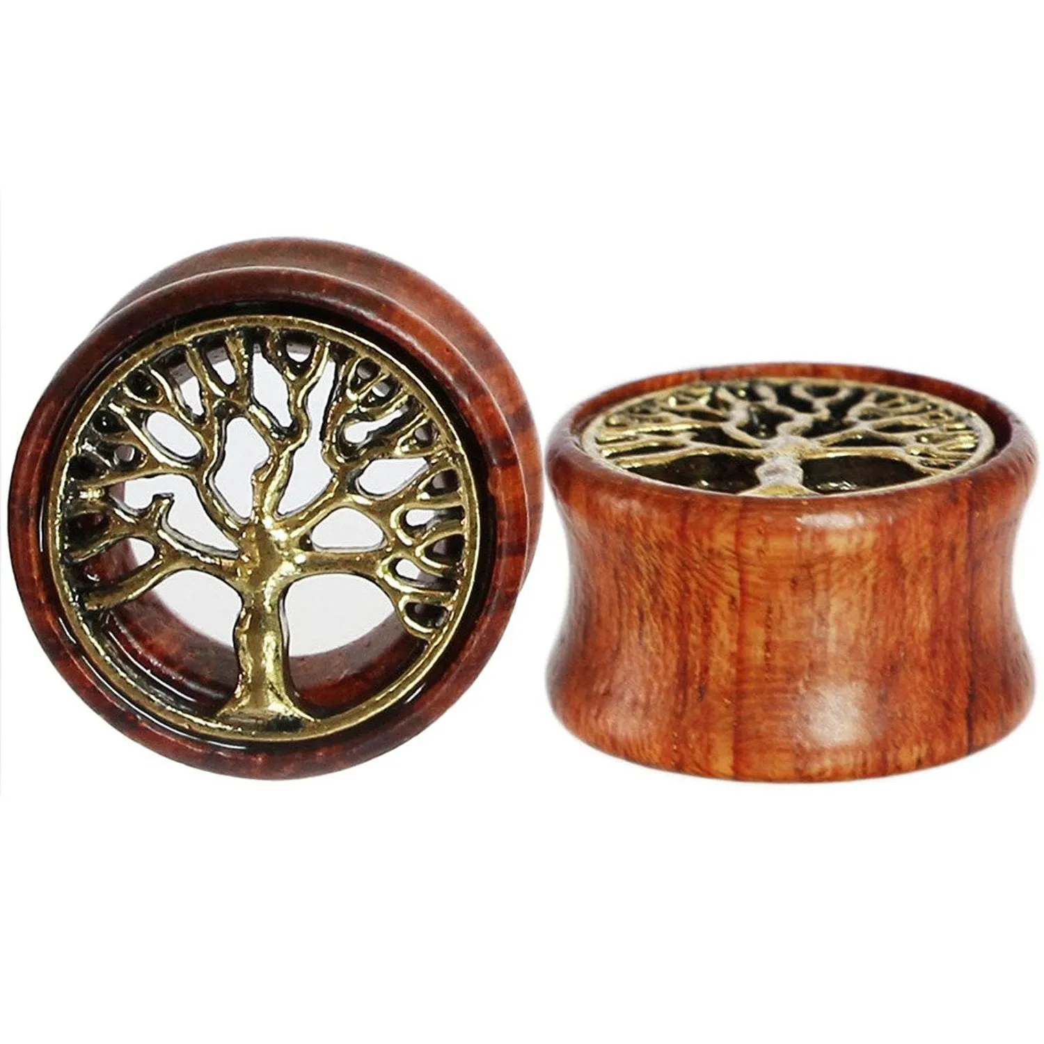 All Gauge Wooden Ear Plugs with Tree