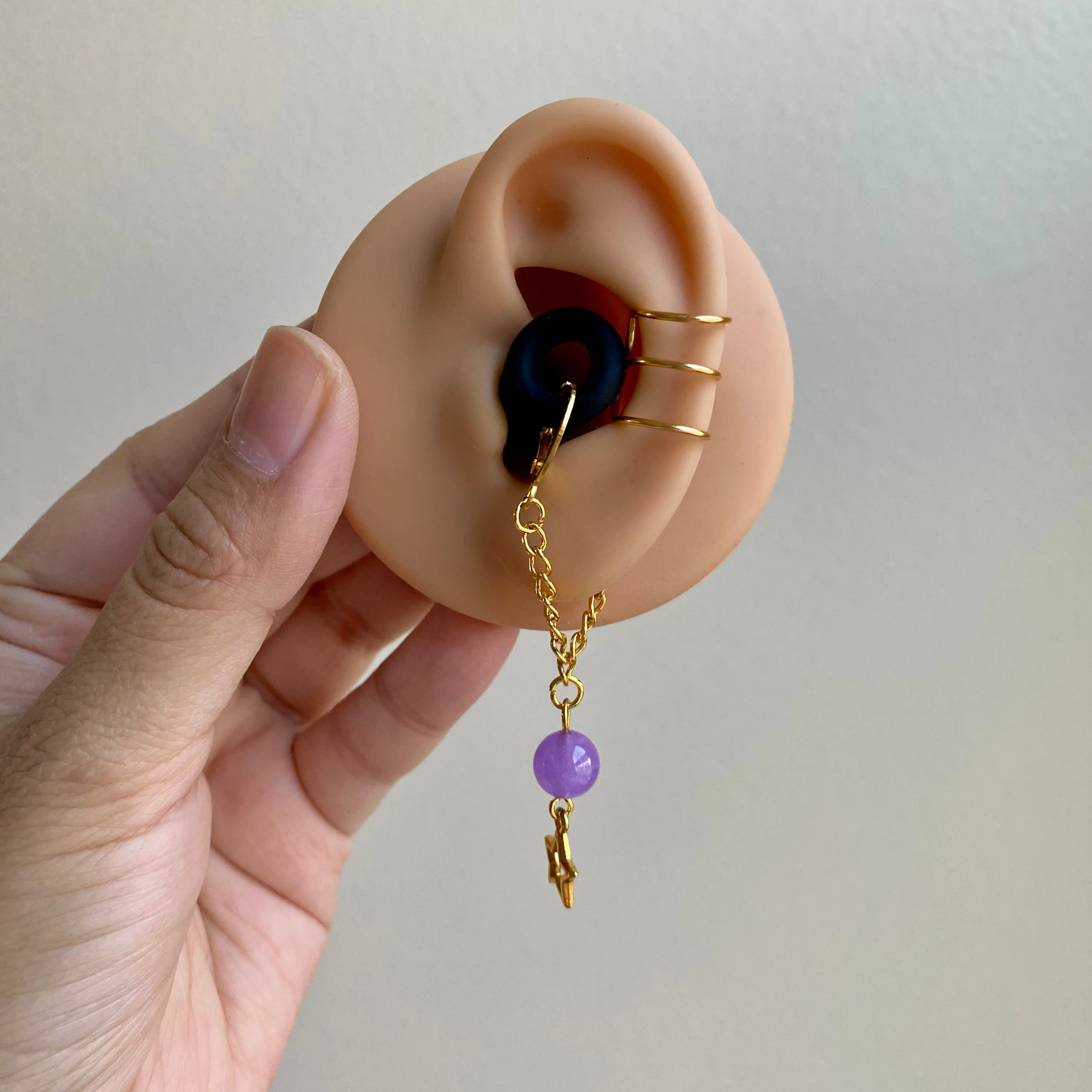 Amethyst Star LOOP Earplug Ear Cuffs *LOOPS NOT INCLUDED *