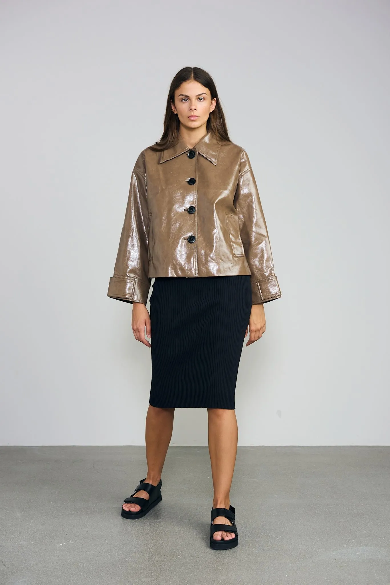 AMY VEGAN JACKET - MOCCA BROWN