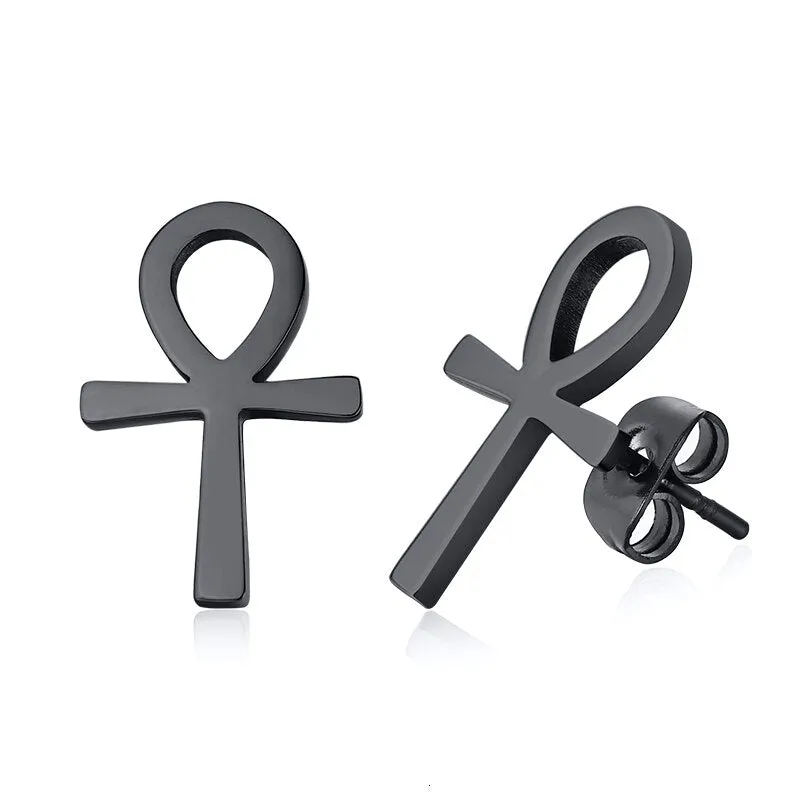 Ankh Egyptian Stainless Steel Stud Earrings