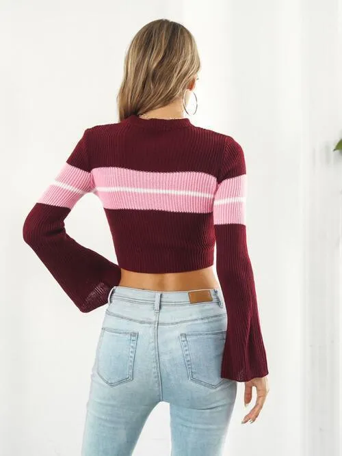Autumn Flair Rib Knit Crop Sweater