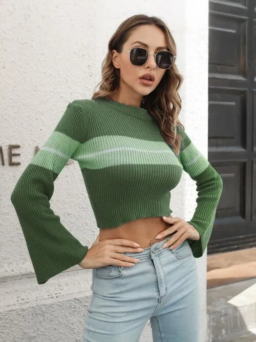 Autumn Flair Rib Knit Crop Sweater