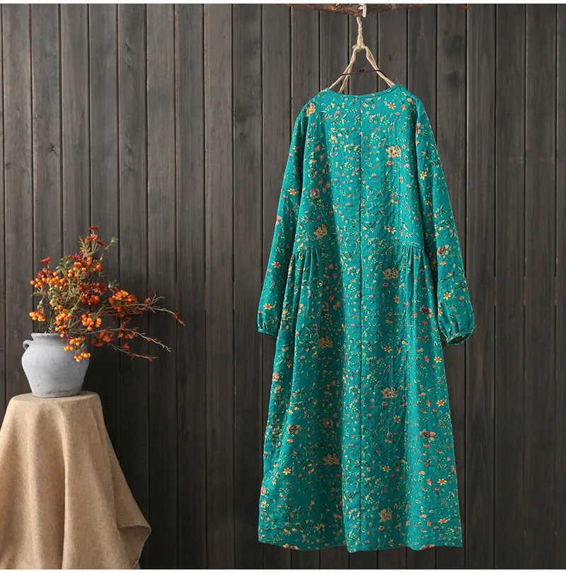 AUTUMN VINTAGE INSPIRED DISTY FLORAL MIDI DRESS