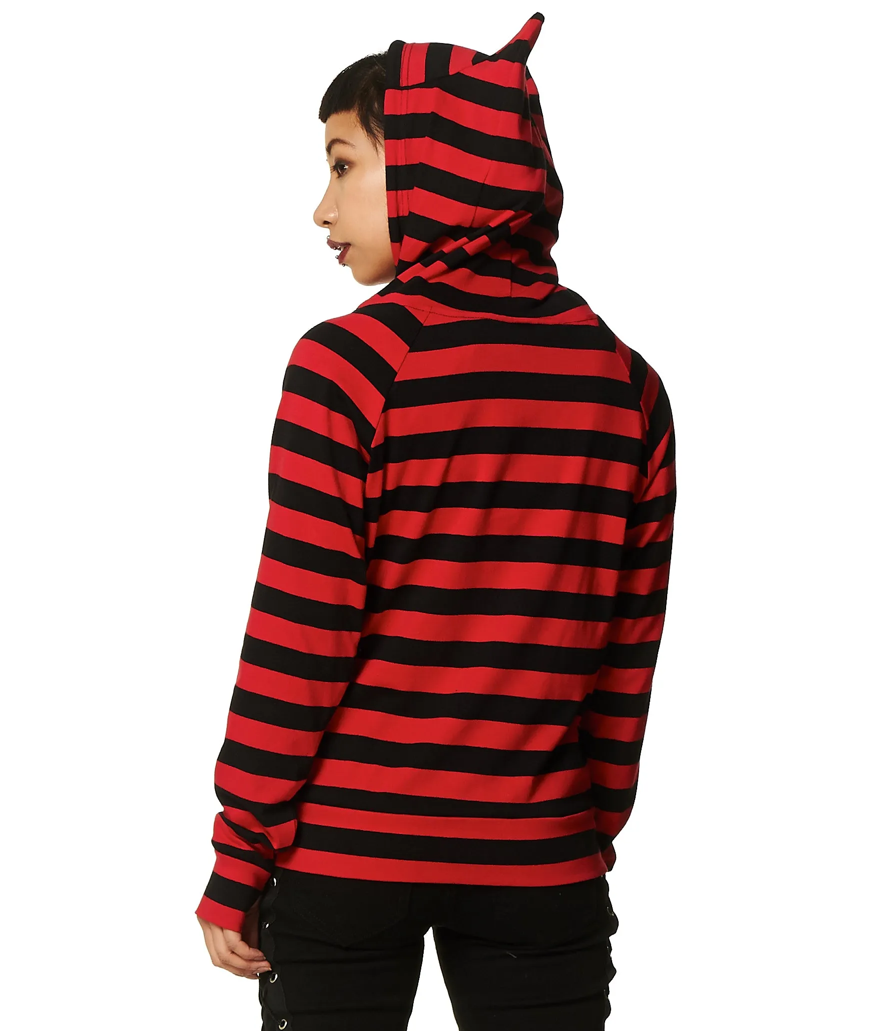 Banned Alternative Cat Ears Striped Hoodie