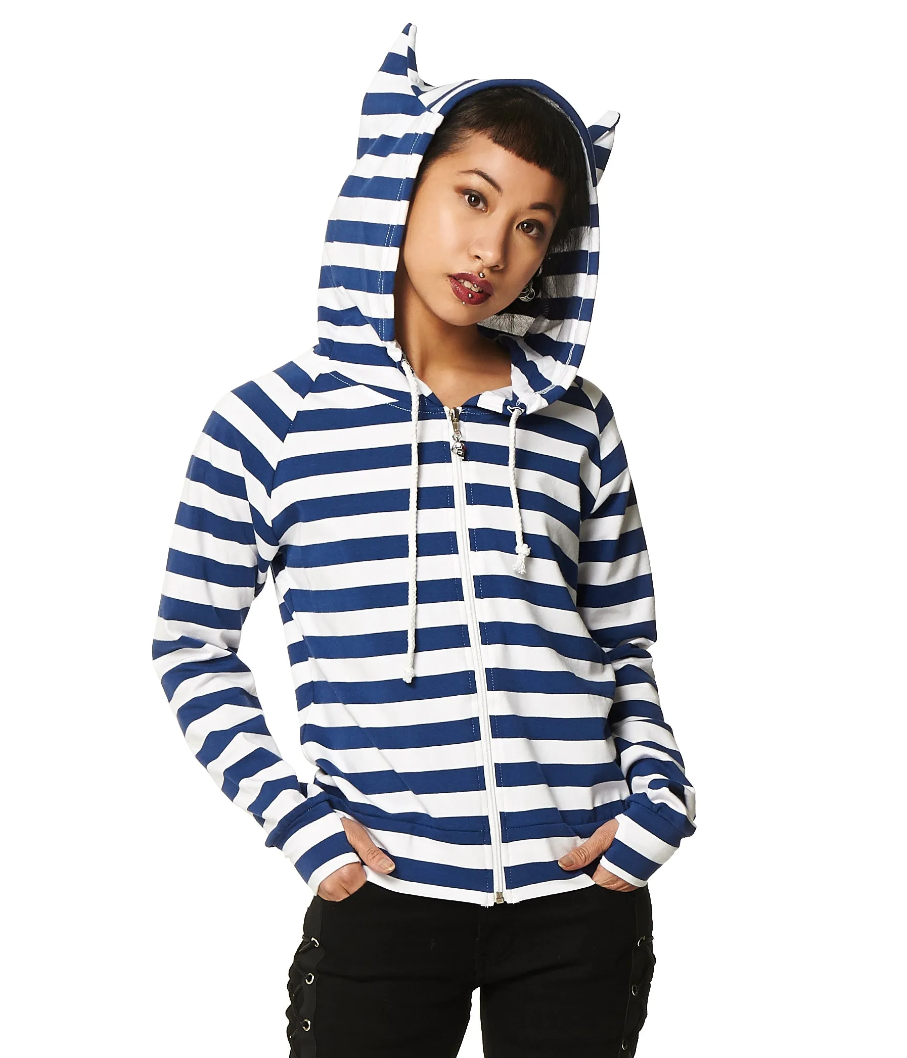 Banned Alternative Cat Ears Striped Hoodie