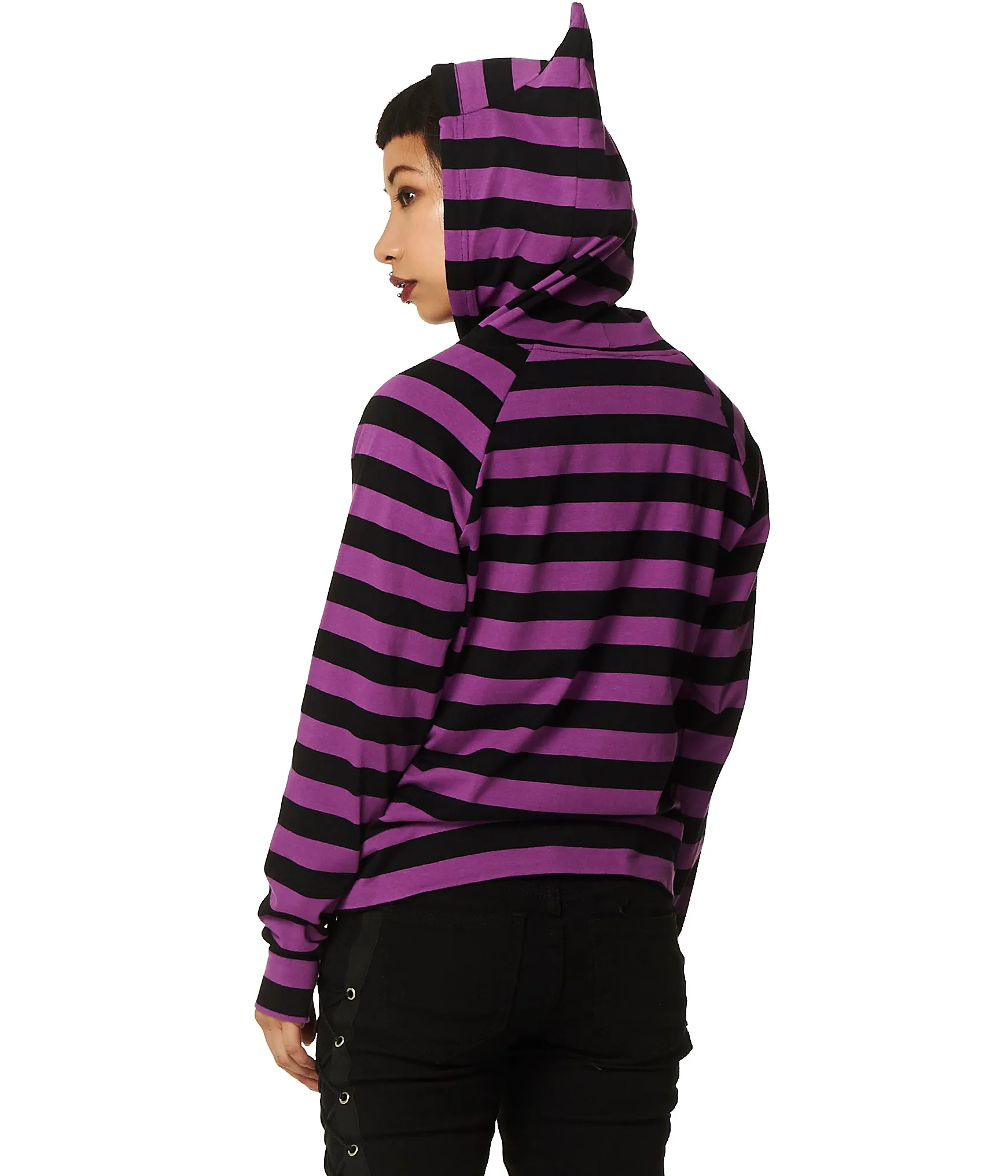 Banned Alternative Cat Ears Striped Hoodie