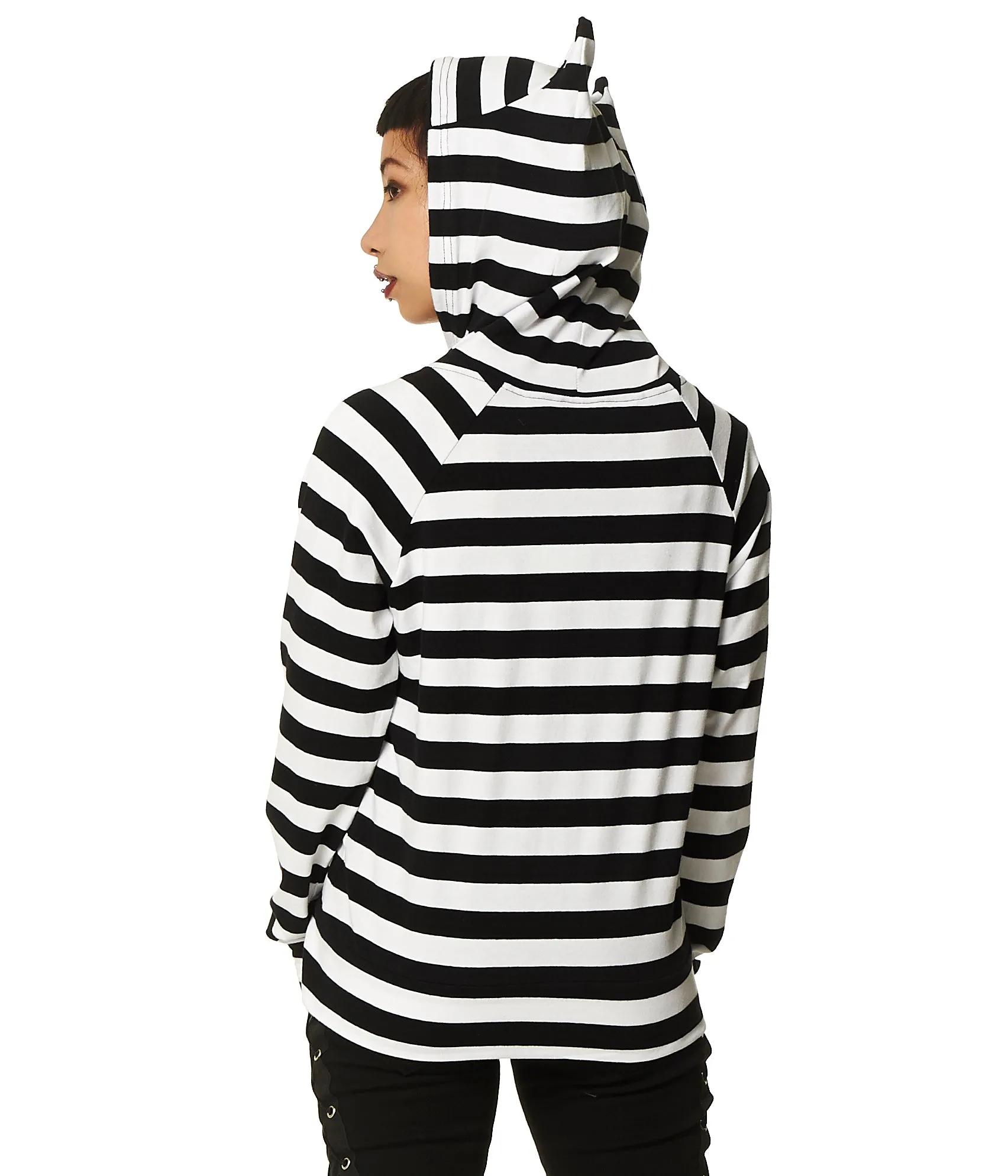 Banned Alternative Cat Ears Striped Hoodie