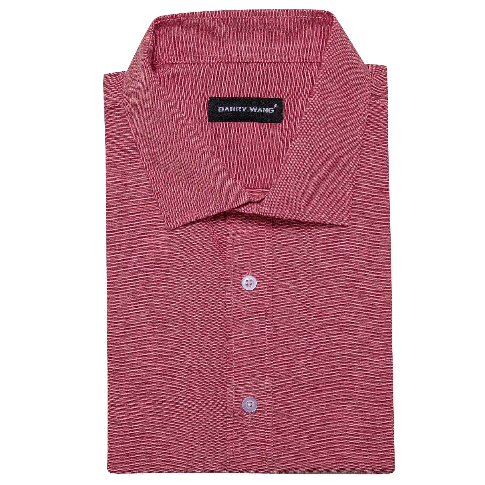Barry.Wang Button Down Shirt Indian Red Solid Silk Shirt for Men