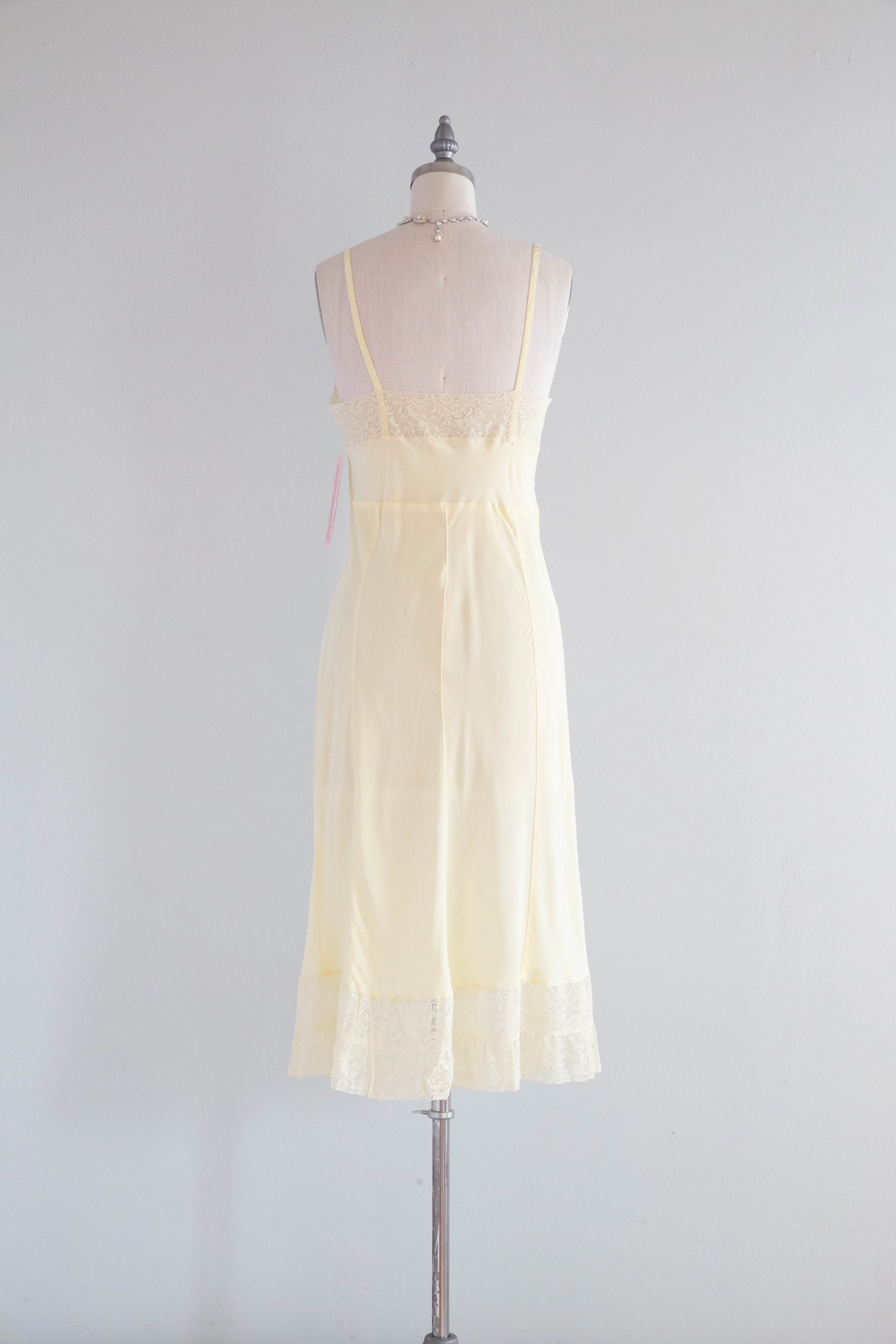 Beautiful 1940's Butter Yellow Silky Rayon Slip Dress / SM