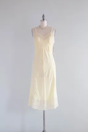 Beautiful 1940's Butter Yellow Silky Rayon Slip Dress / SM