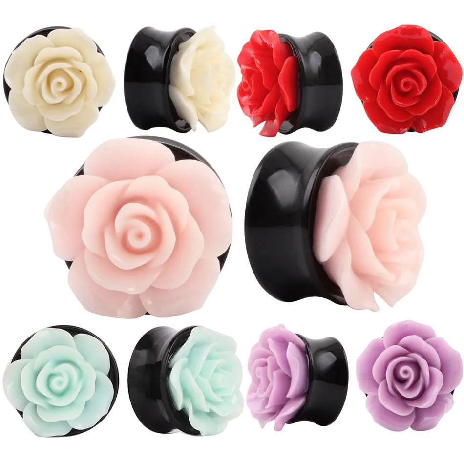 Beautiful Arylic Rose Style Ear Plugs Piercing Jewelry