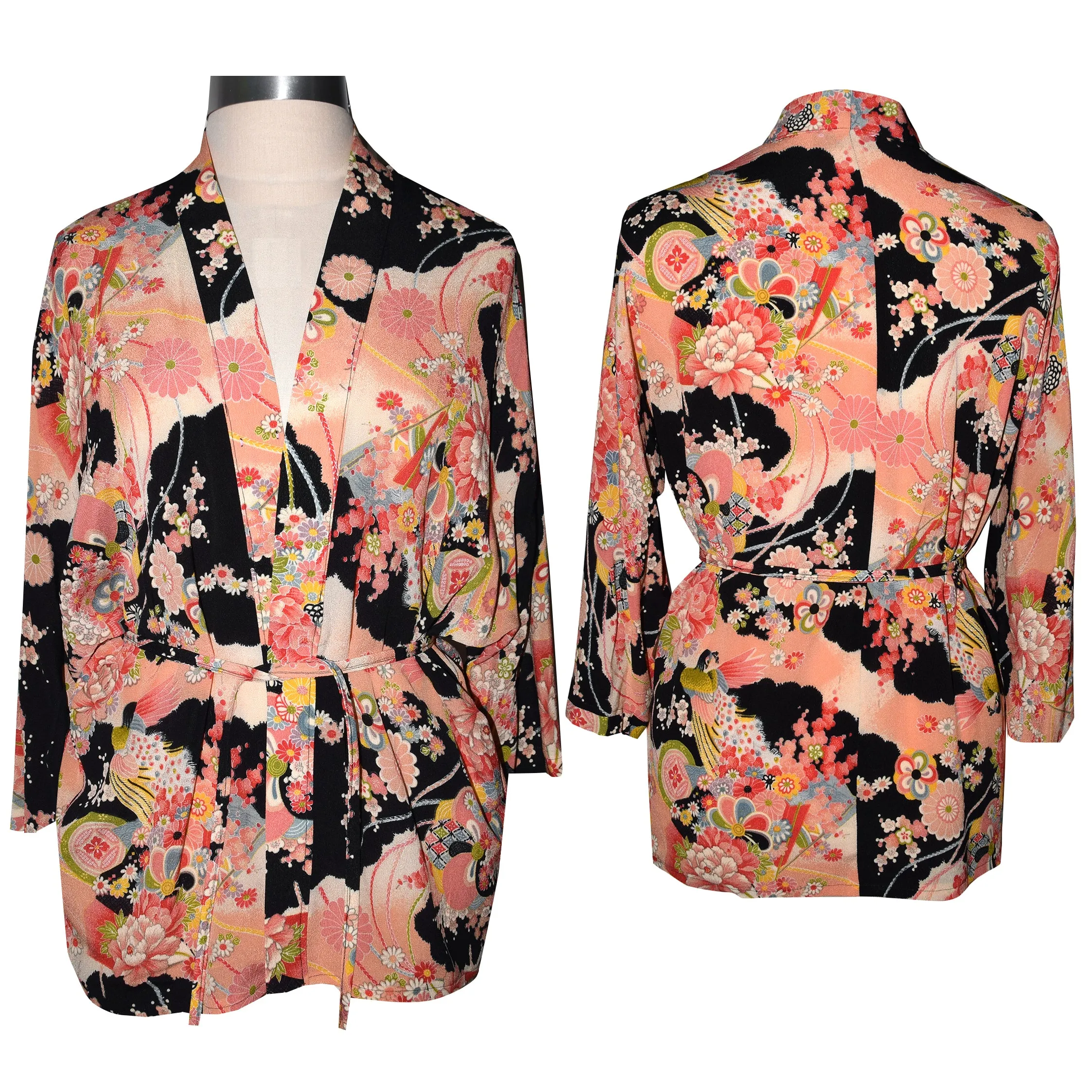 Beautiful One of a Kind Floral Kimono Tie Front Jacket