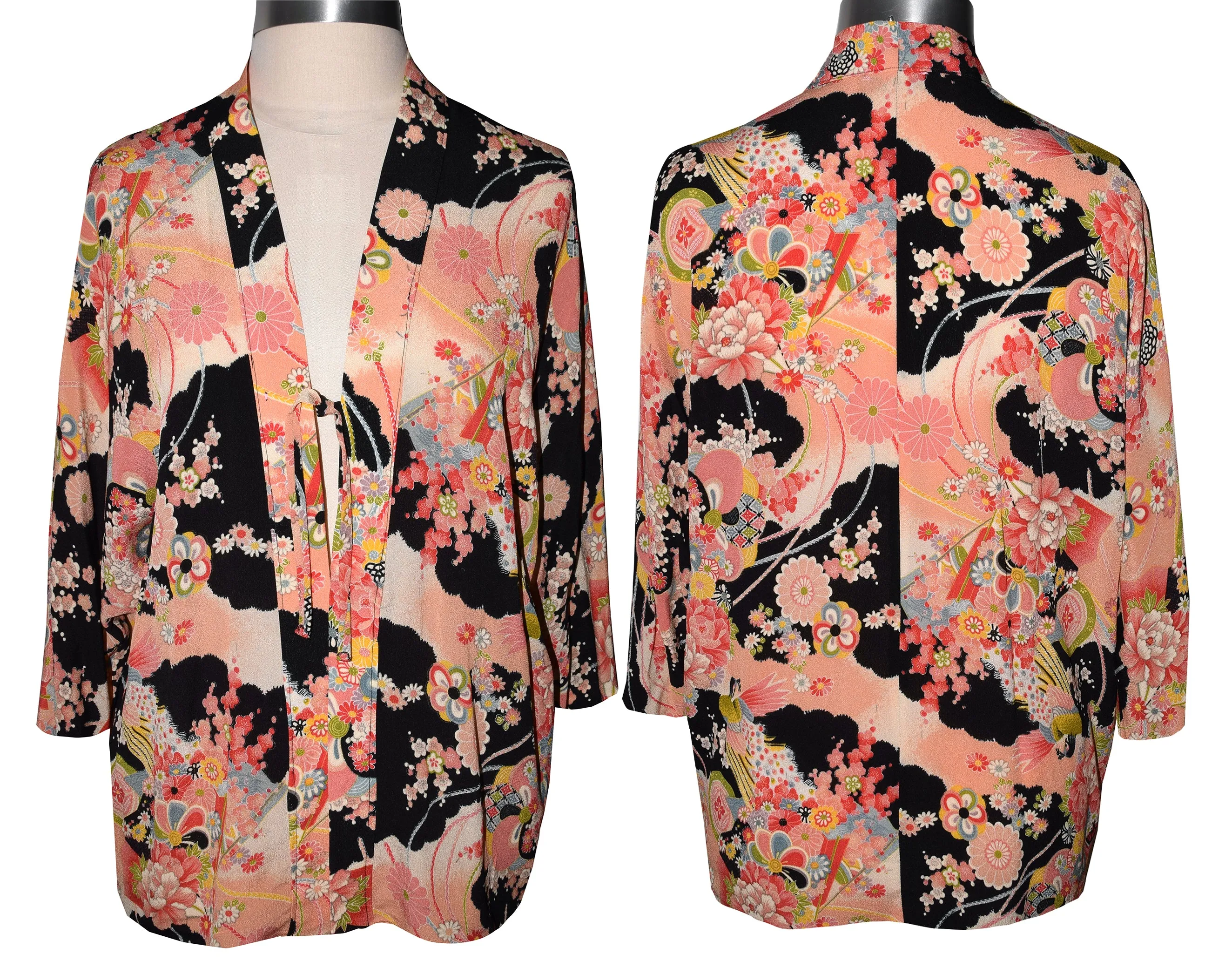 Beautiful One of a Kind Floral Kimono Tie Front Jacket