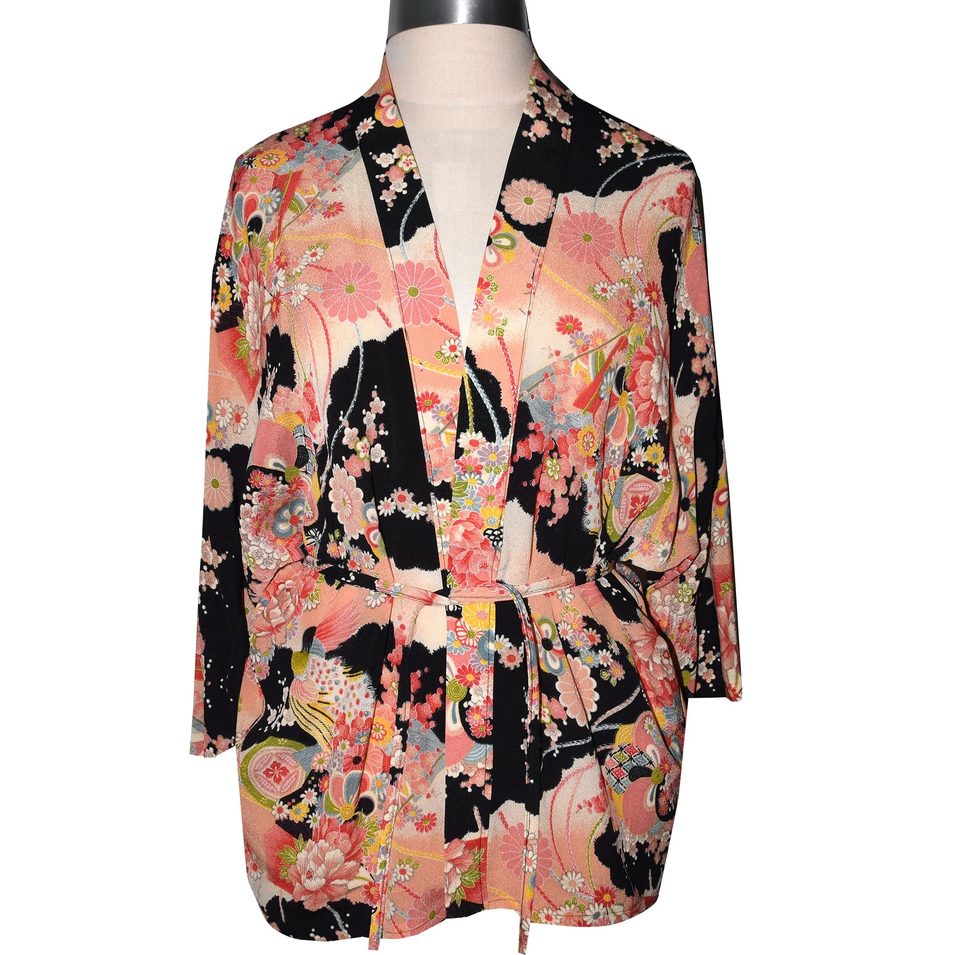 Beautiful One of a Kind Floral Kimono Tie Front Jacket