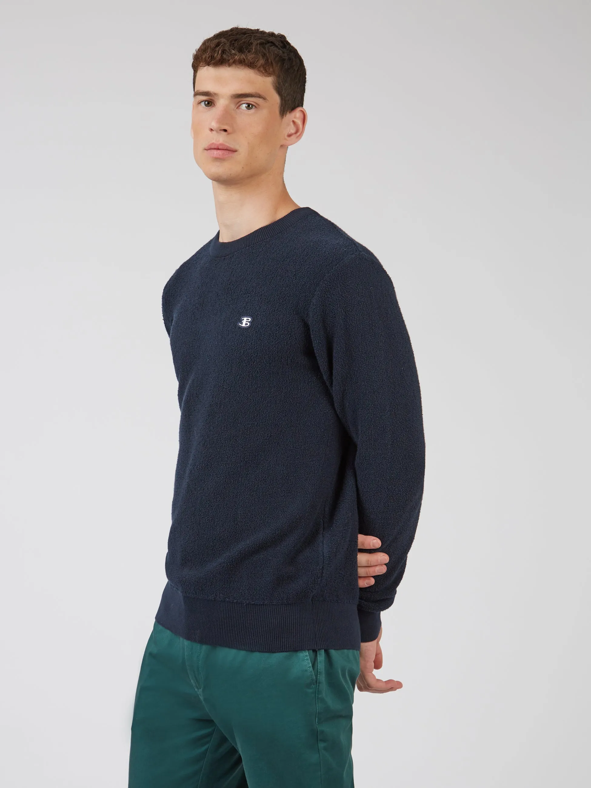 Ben Sherman Towelling Textured Crew - Navy