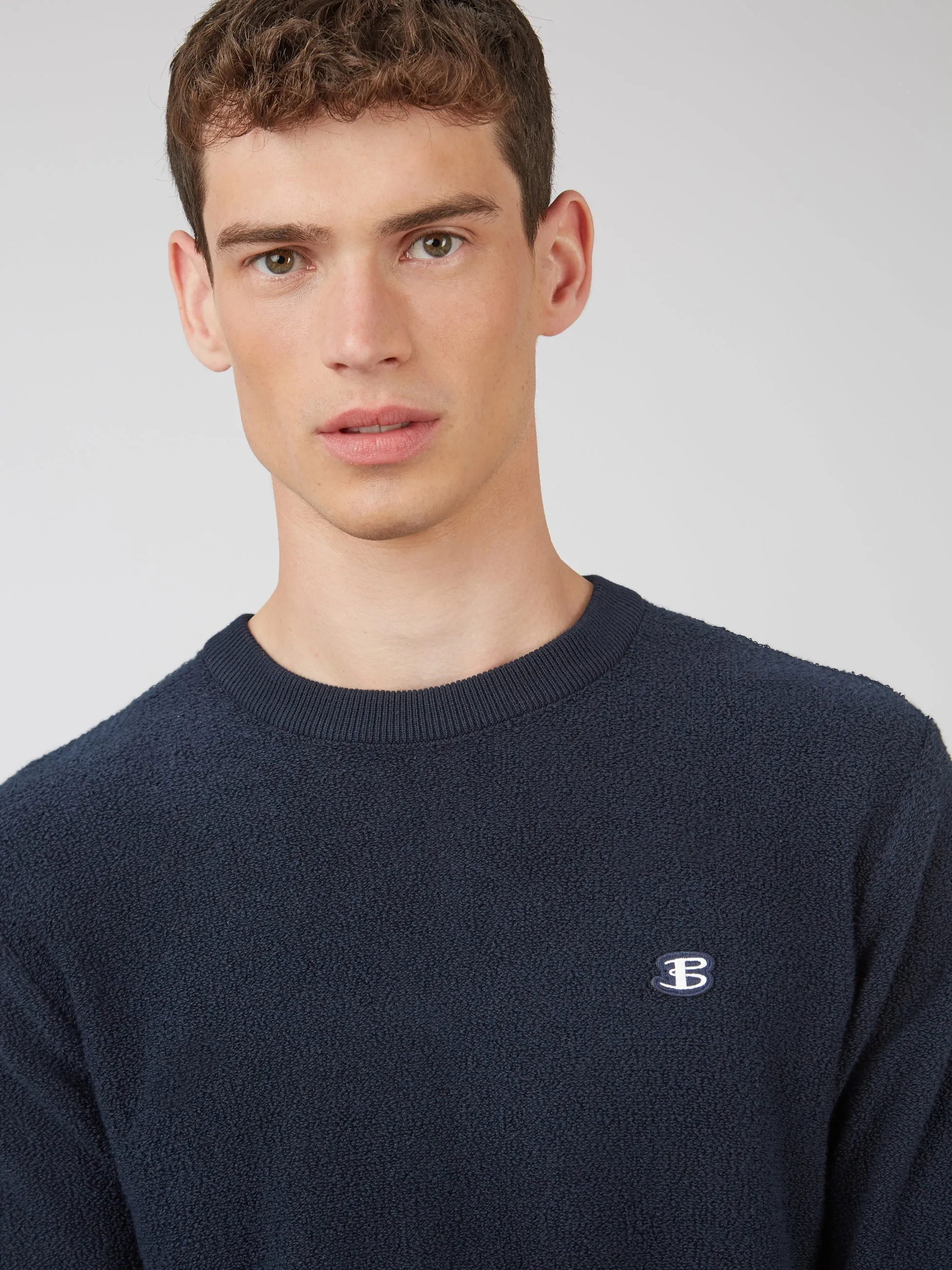 Ben Sherman Towelling Textured Crew - Navy