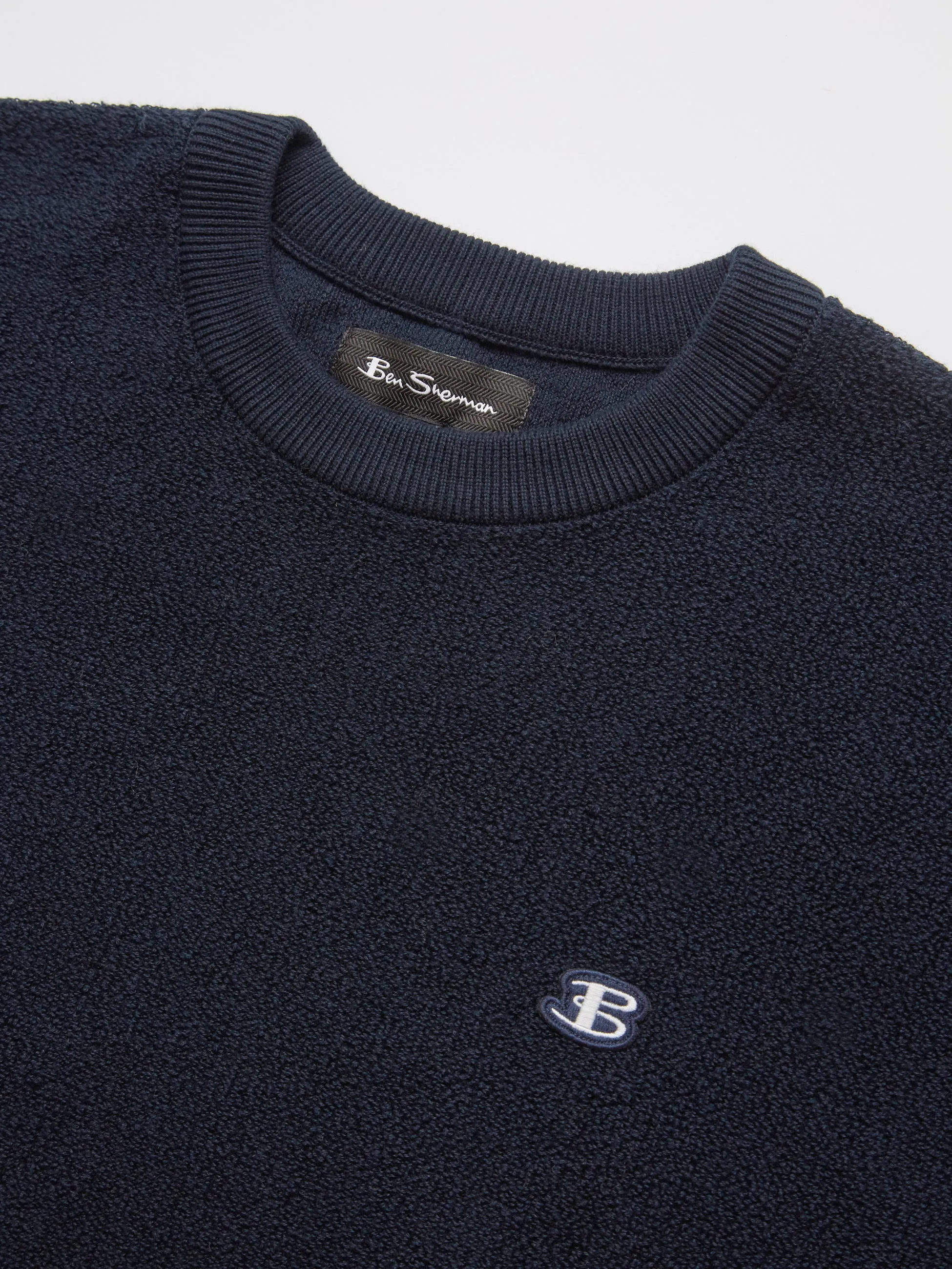 Ben Sherman Towelling Textured Crew - Navy