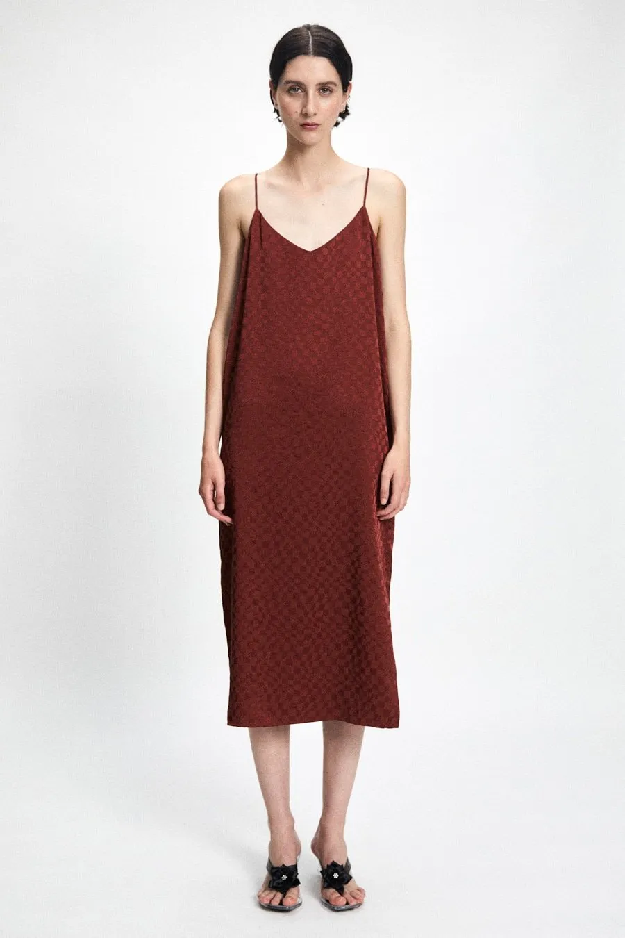 Bisk Slip Dress, Rust