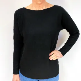 Black Batwing Cashmere Crew Neck Jumper Medium
