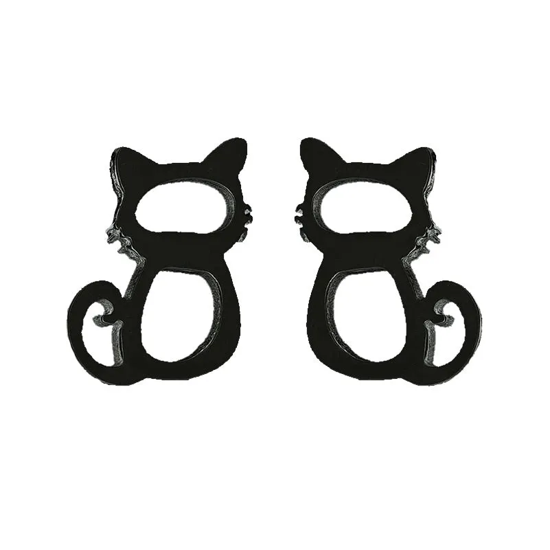 Black Cat Stud Earrings