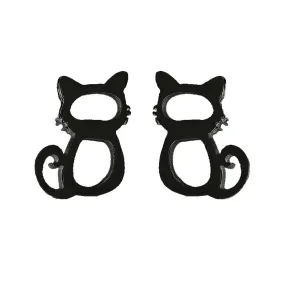 Black Cat Stud Earrings