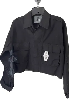Black Fringe on Black Cropped Jkt