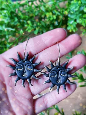 Black Hole Sun Goddess Hoop Earrings