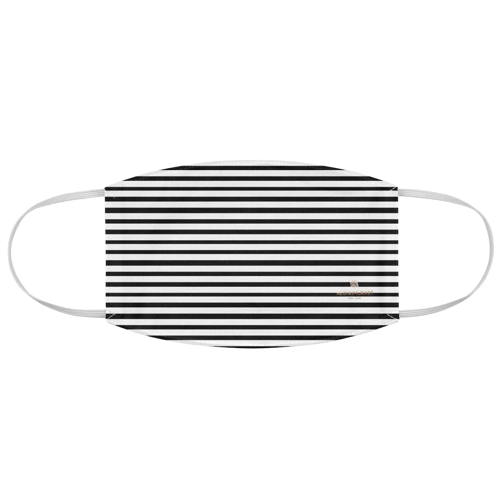 Black Horizontally Striped Face Mask, Designer Modern Fashion Fabric Face Mask-Made in USA