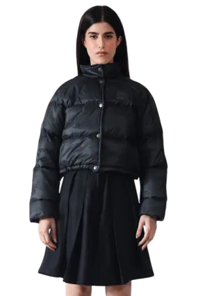 Black Nylon Puffer Crop Jacket