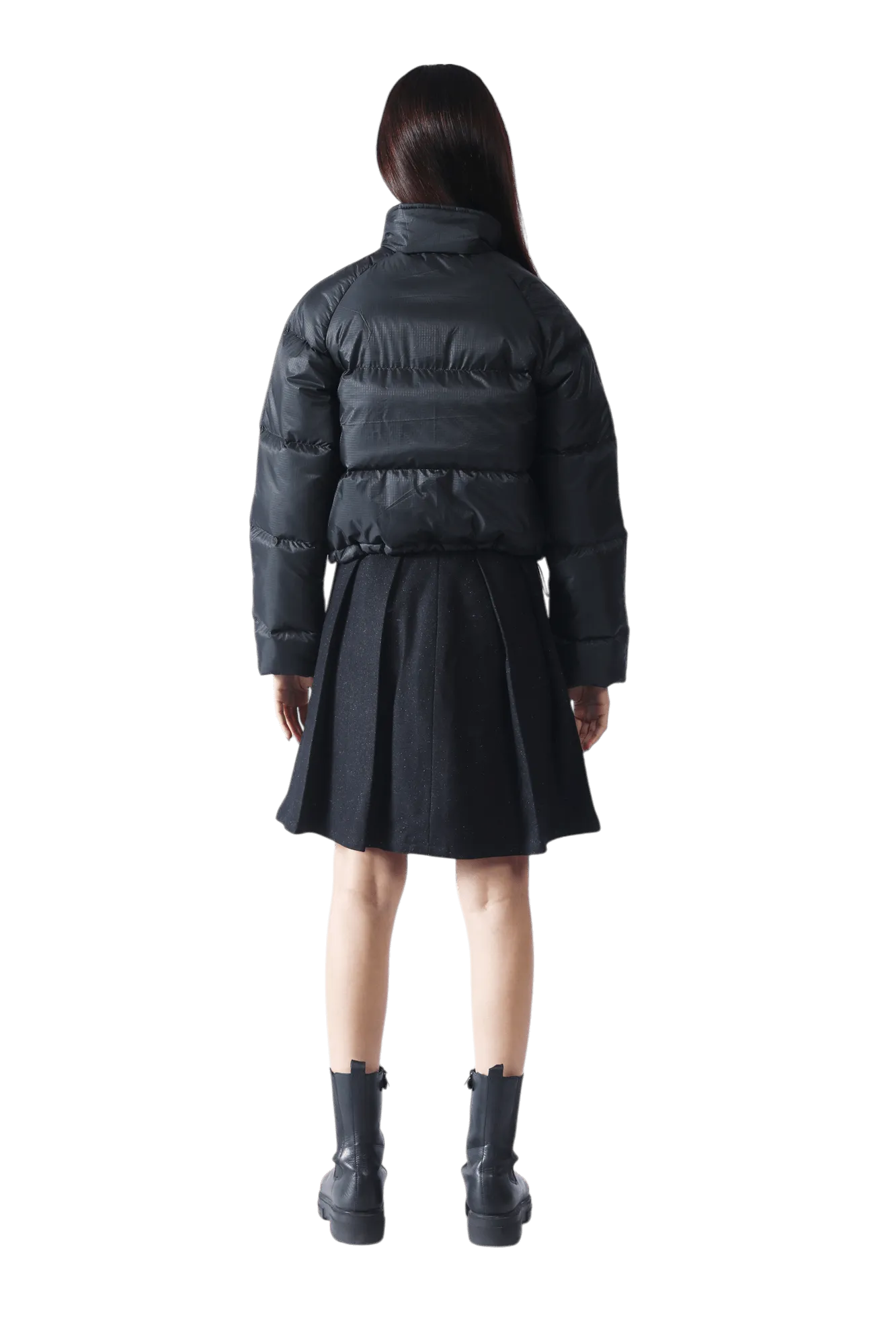 Black Nylon Puffer Crop Jacket