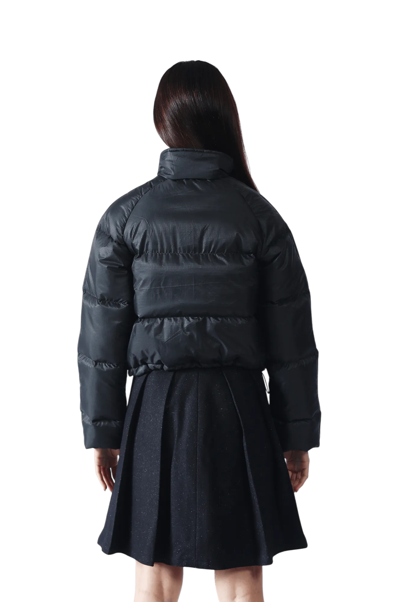 Black Nylon Puffer Crop Jacket