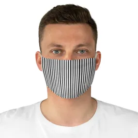 Black Vertically Striped Face Mask, Designer Modern Designer Fabric Face Mask-Made in USA
